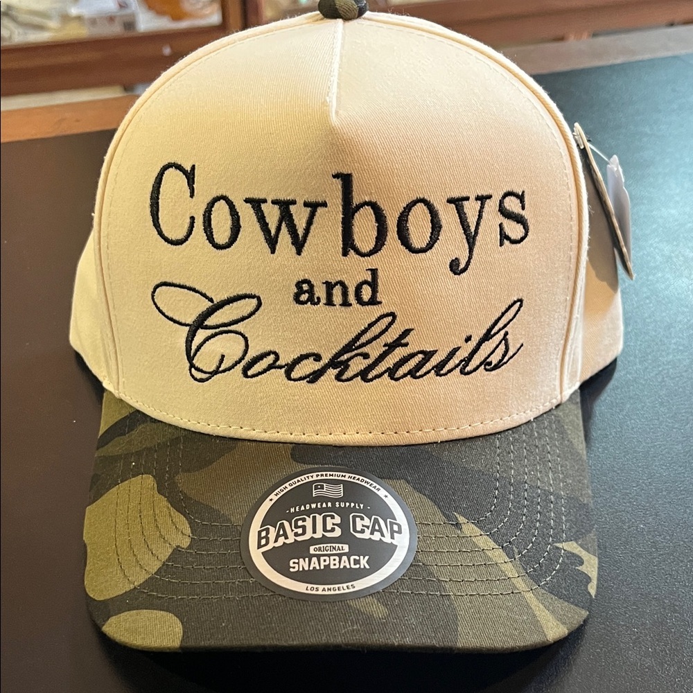 Cowboys and Cocktails Beige & Camouflage Snapback Hat